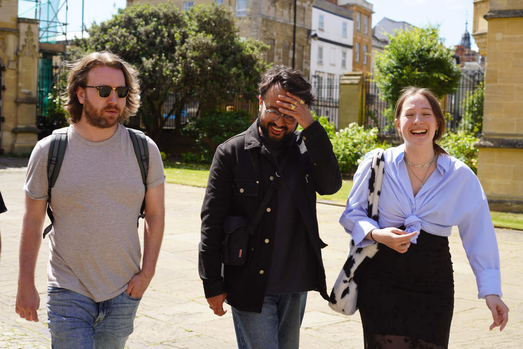 Articulate employees walking together