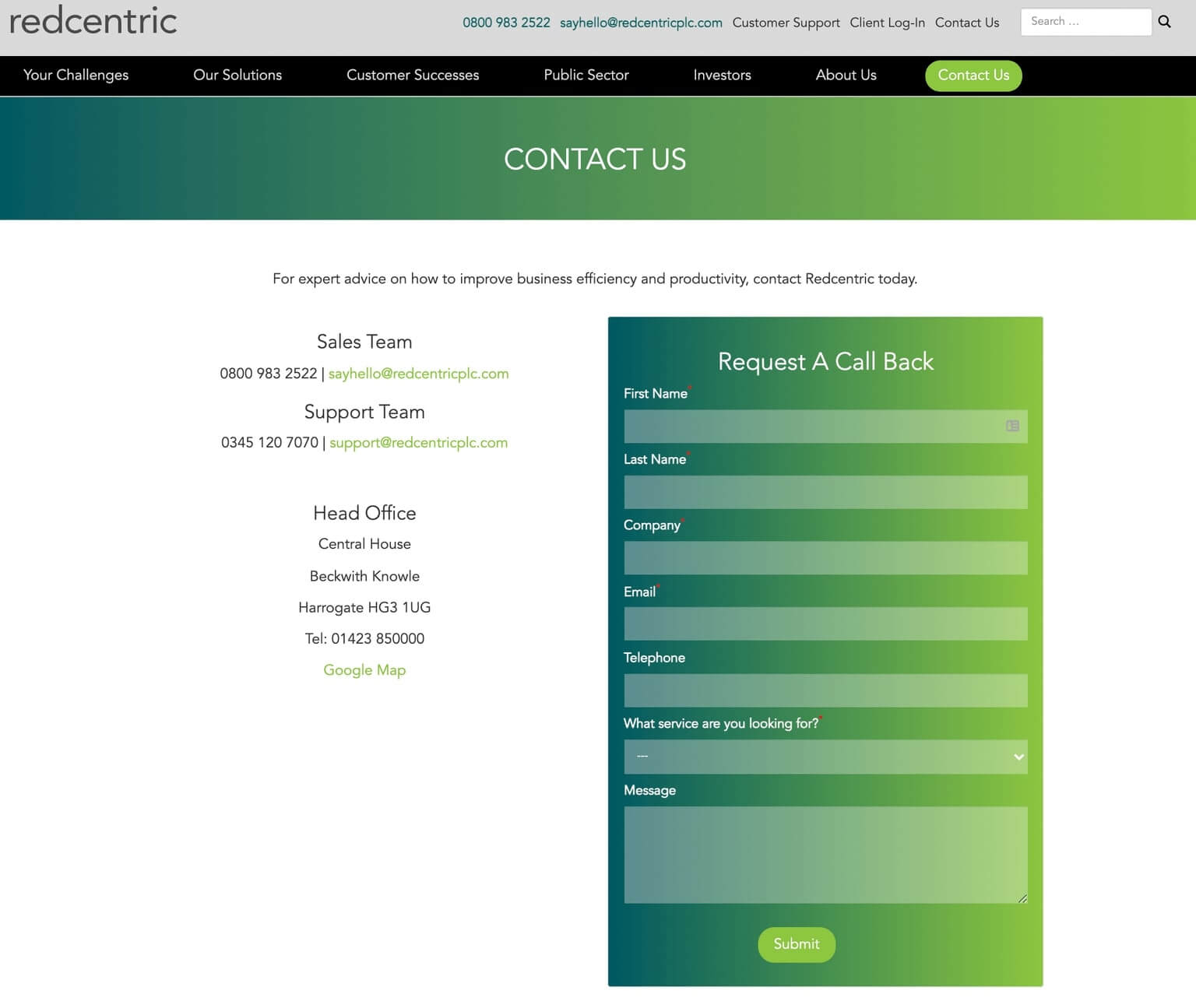 contact page