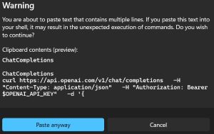 Curl Warning for OpenAI's Example Code