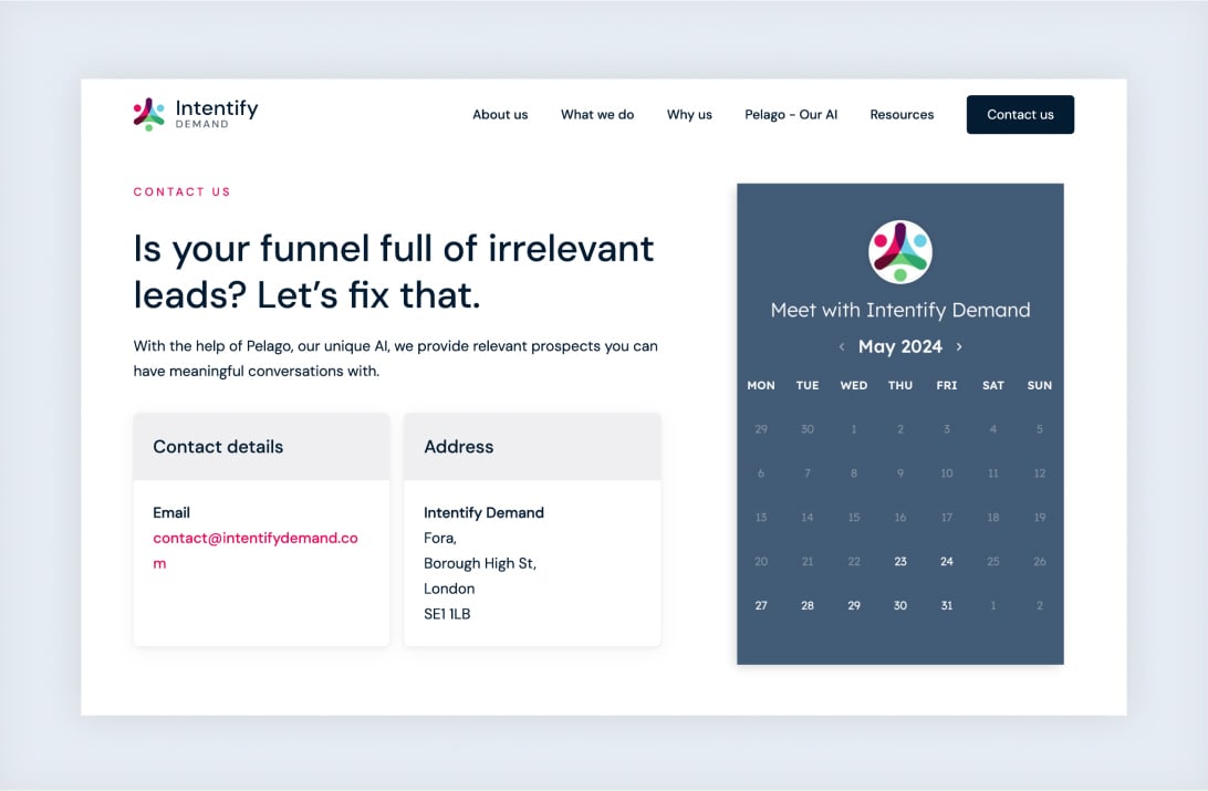 Intentify Demand contact header