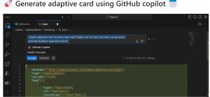 Generate Adaptive Card Using GitHub Copilot in Animated Action