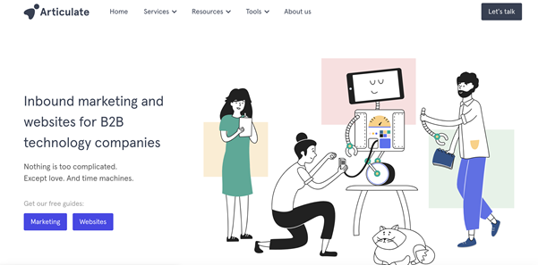 Screenshot of Articulate Marketing's website homepage